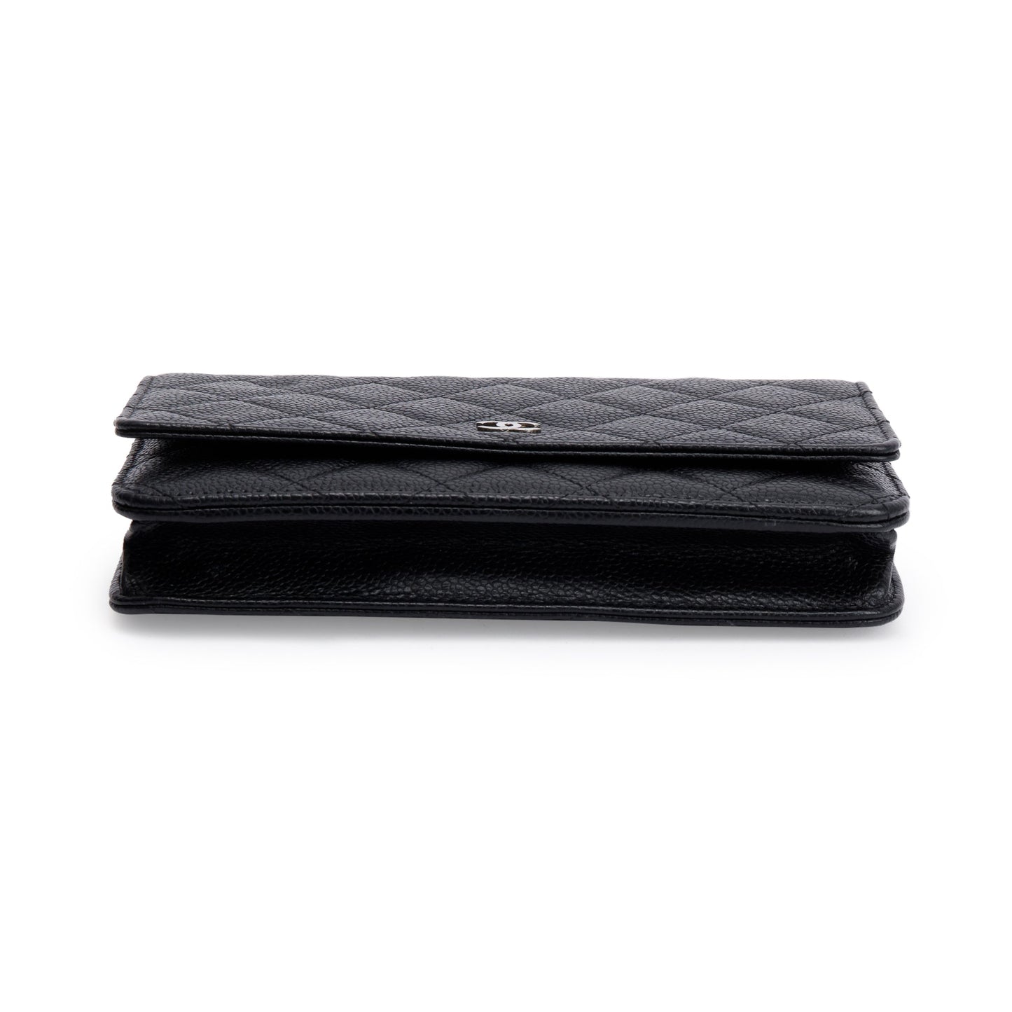 Chanel Black Quilted Caviar Leather Classic Wallet on Chain