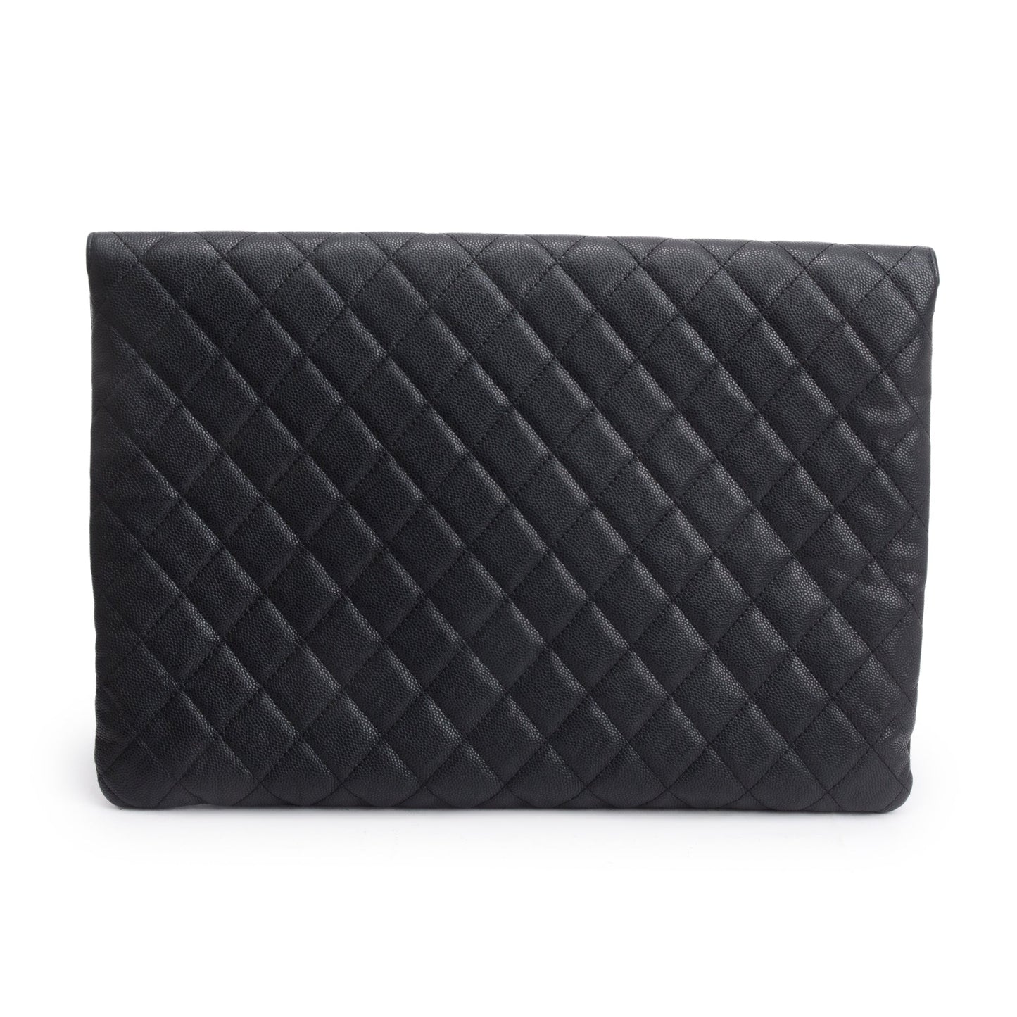Chanel Black Quilted Caviar Leather Golden Class O-Case Clutch