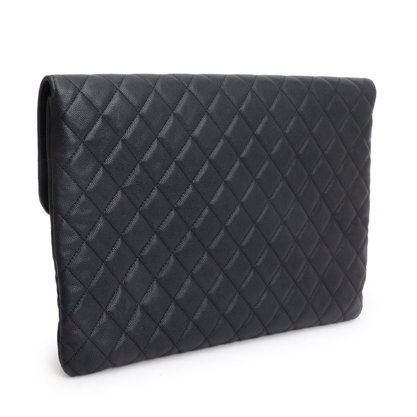 Chanel Black Quilted Caviar Leather Golden Class O-Case Clutch