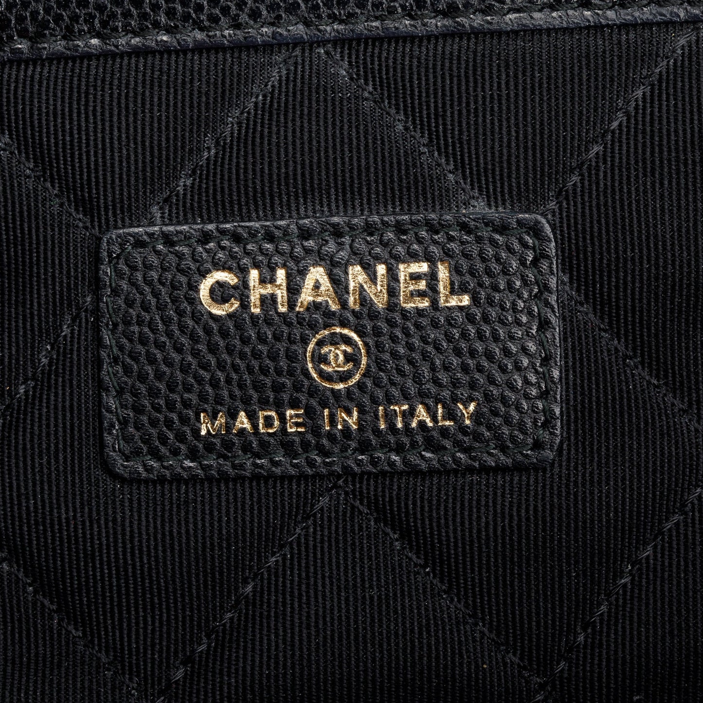 Chanel Black Quilted Caviar Leather Golden Class O-Case Clutch