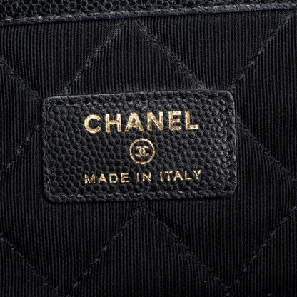 Chanel Black Quilted Caviar Leather Golden Class O-Case Clutch