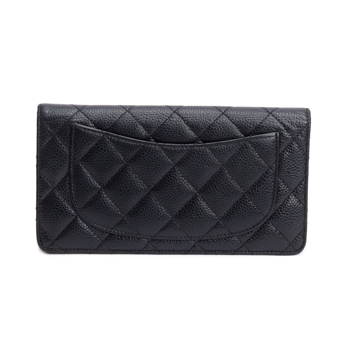 Chanel Black Quilted Caviar Leather Interlocking Classic CC Long Bifold Wallet