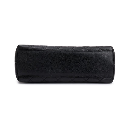 Chanel Black Quilted Caviar Leather Jumbo Kelly Top Handle Flap Bag