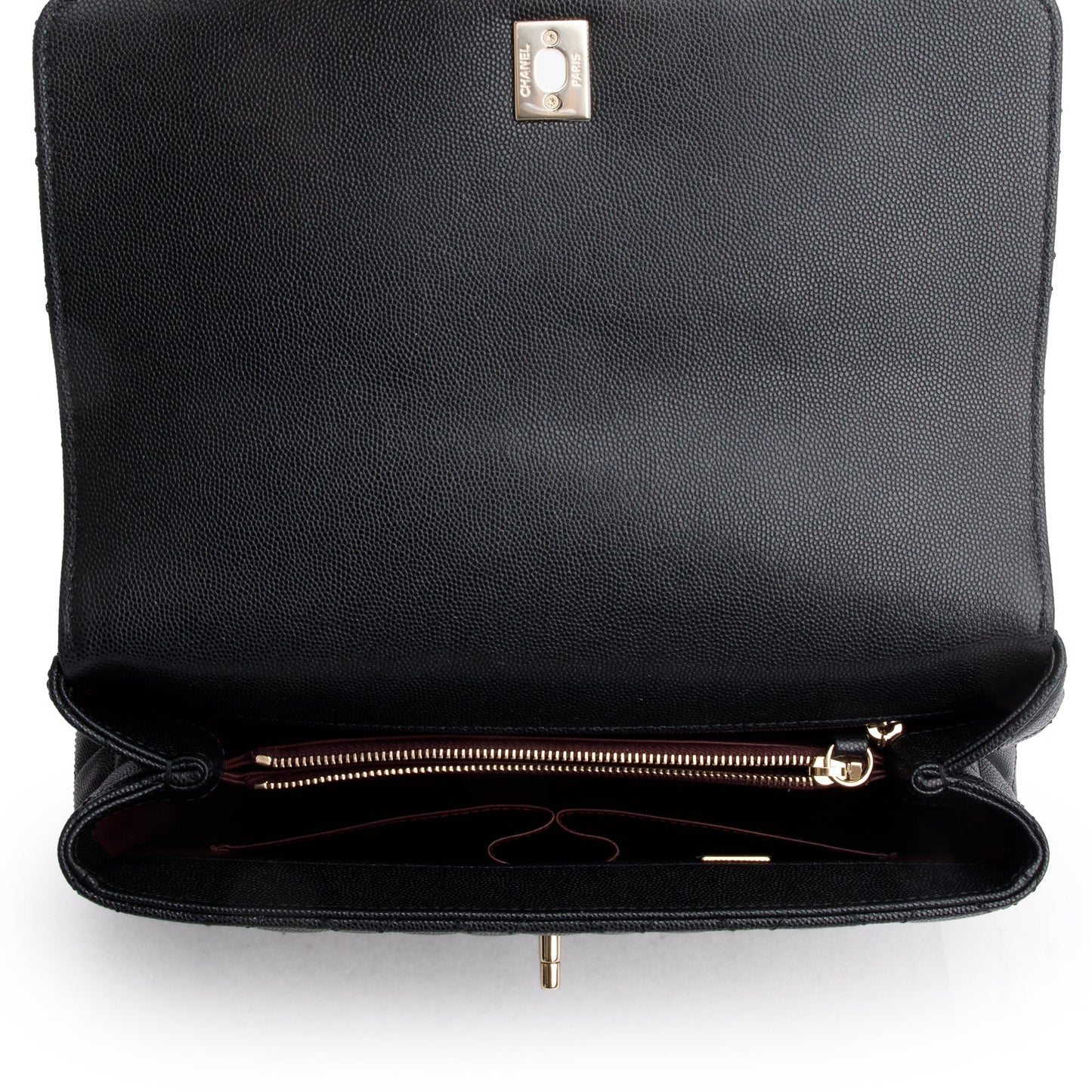 Chanel Black Quilted Caviar Leather Large Flap Top Handle Bag