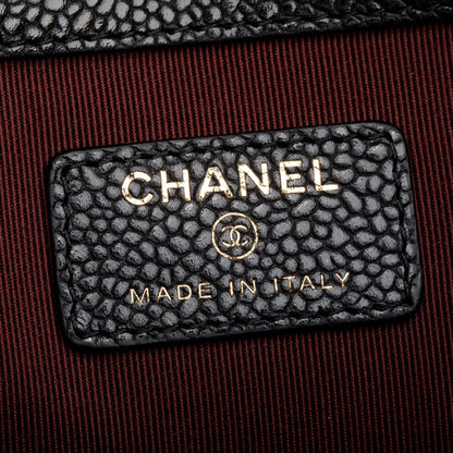 Chanel Black Quilted Caviar Leather Large O-Case Clutch
