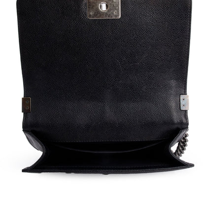Chanel Black Quilted Caviar Leather Medium Boy Bag