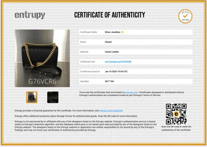 Chanel Black Quilted Caviar Leather Medium Boy Bag