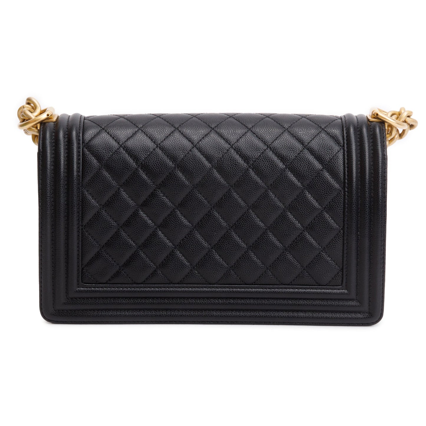 Chanel Black Quilted Caviar Leather Medium Boy Bag