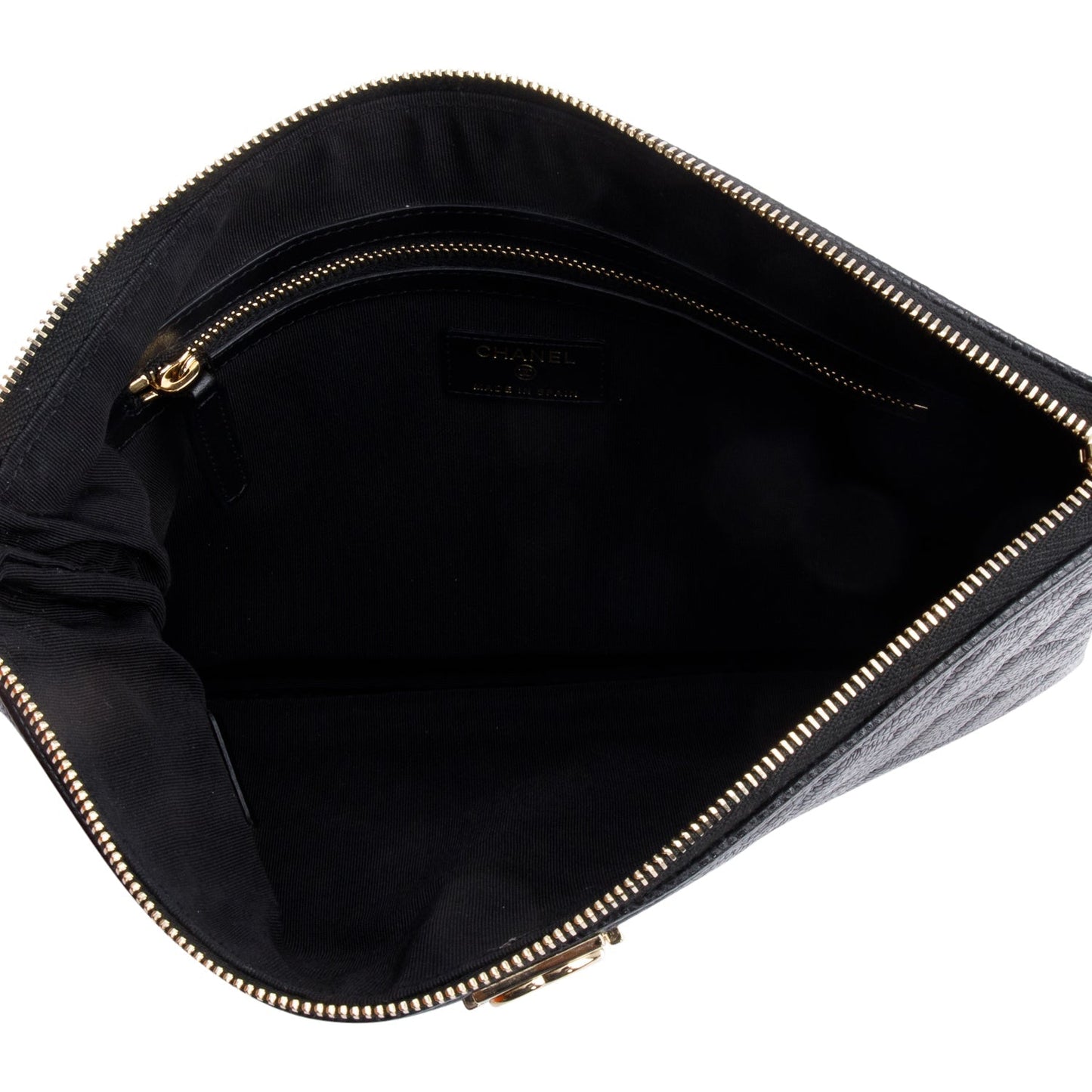 Chanel Black Quilted Caviar Leather Medium Boy O-Case Clutch