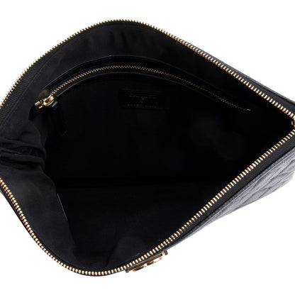 Chanel Black Quilted Caviar Leather Medium Boy O-Case Clutch