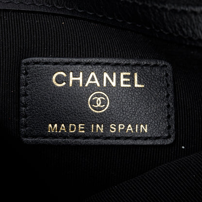 Chanel Black Quilted Caviar Leather Medium Boy O-Case Clutch