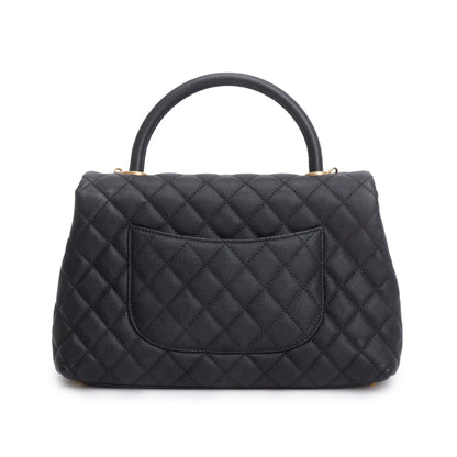 Chanel Black Quilted Caviar Leather Medium Coco Handle Bag