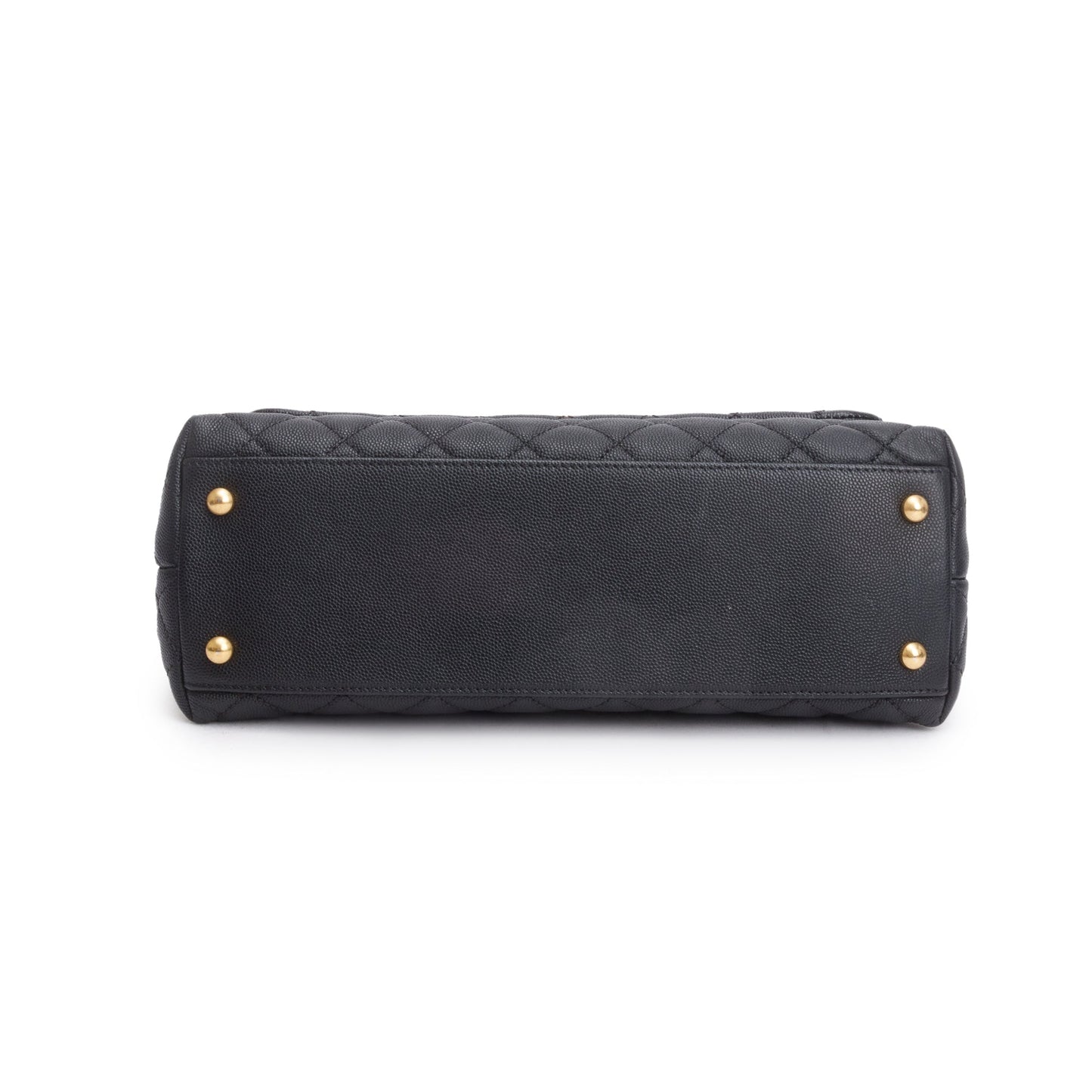 Chanel Black Quilted Caviar Leather Medium Coco Handle Bag