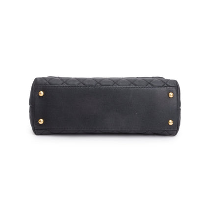 Chanel Black Quilted Caviar Leather Medium Coco Handle Bag