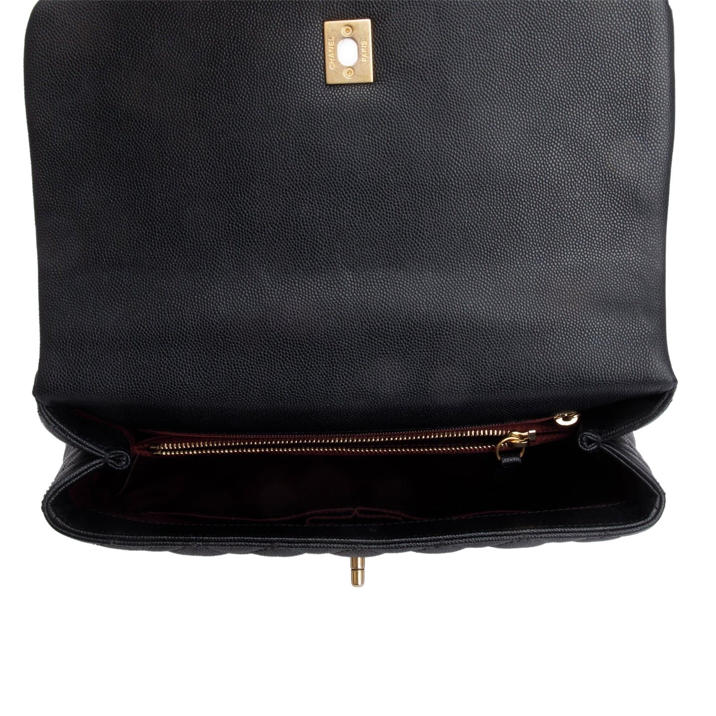 Chanel Black Quilted Caviar Leather Medium Coco Handle Bag
