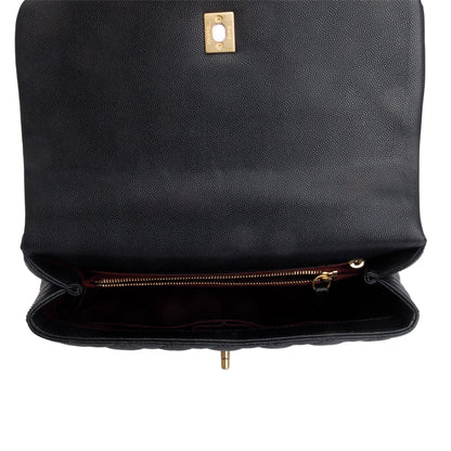 Chanel Black Quilted Caviar Leather Medium Coco Handle Bag