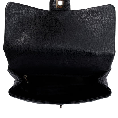 Chanel Black Quilted Caviar Leather Medium Kelly Top Handle Bag
