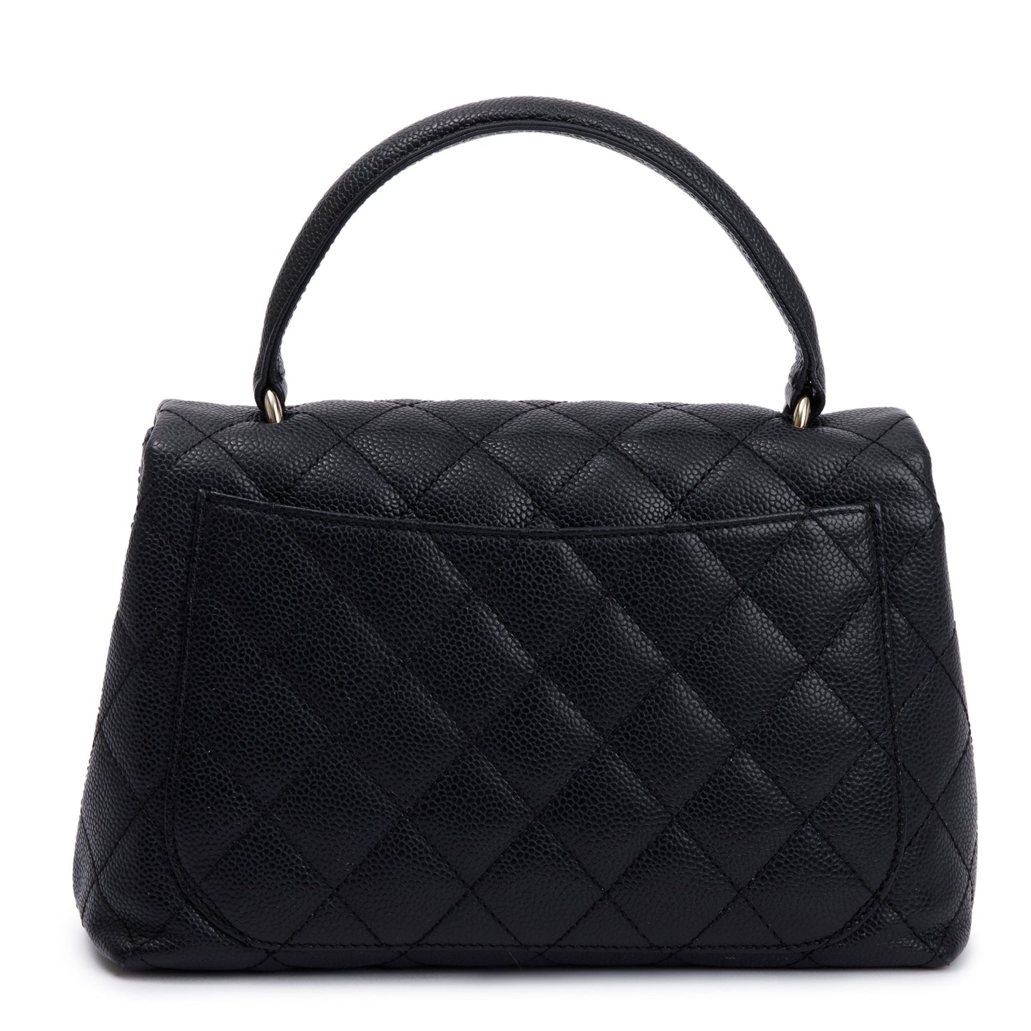 Chanel Black Quilted Caviar Leather Medium Kelly Top Handle Bag