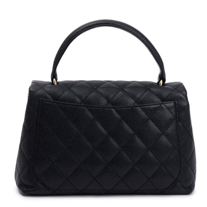 Chanel Black Quilted Caviar Leather Medium Kelly Top Handle Bag