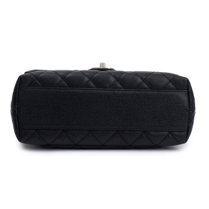 Chanel Black Quilted Caviar Leather Medium Kelly Top Handle Bag