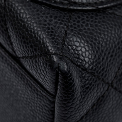 Chanel Black Quilted Caviar Leather Medium Kelly Top Handle Bag
