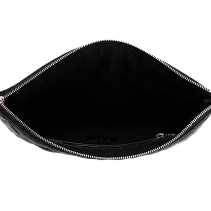 Chanel Black Quilted Caviar Leather Medium O-Case Clutch