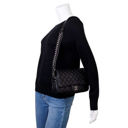 Chanel Black Quilted Caviar Leather Small Casual Rock Flap Bag