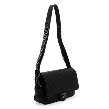 Chanel Black Quilted Caviar Leather Small Casual Rock Flap Bag