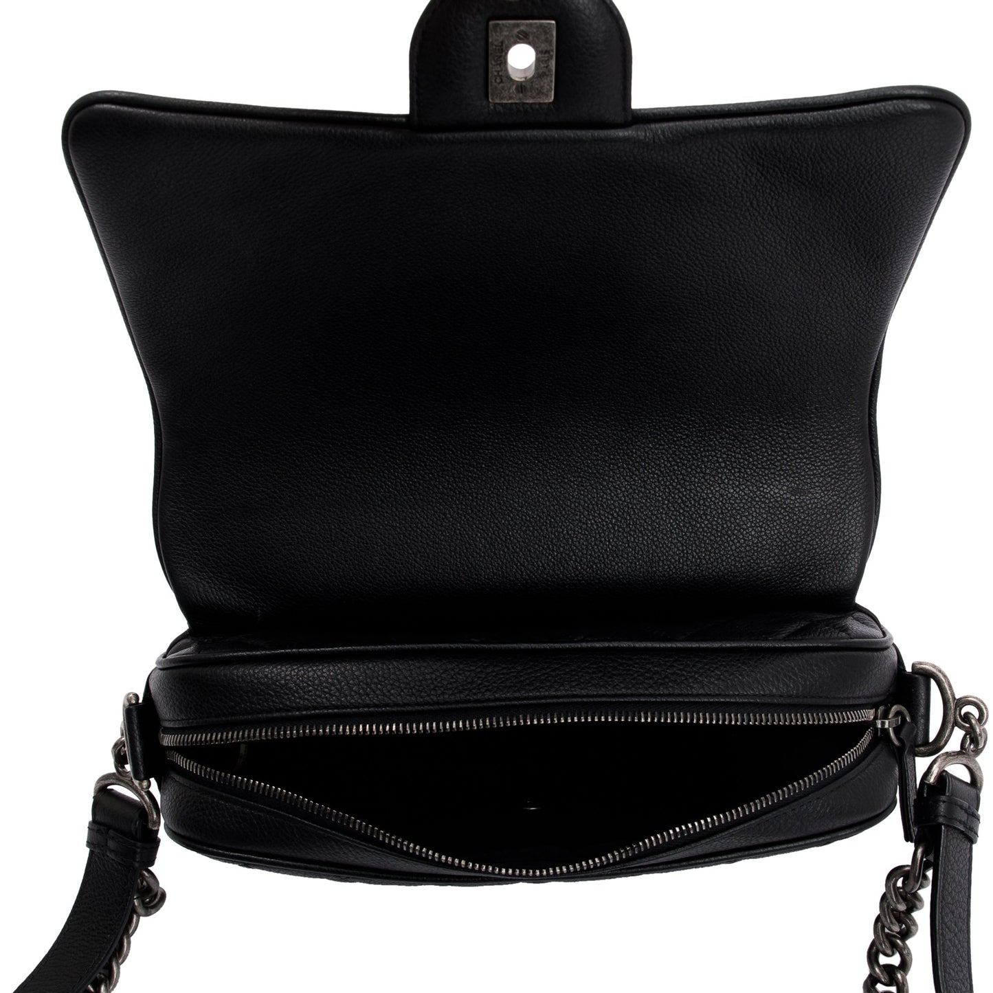 Chanel Black Quilted Caviar Leather Small Casual Rock Flap Bag