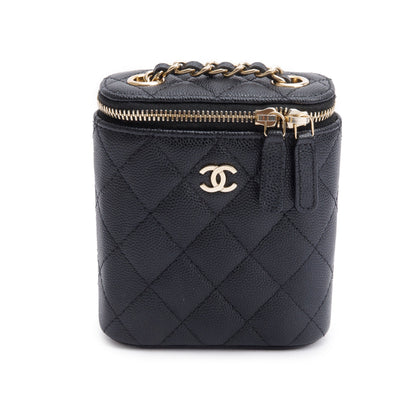 Chanel Black Quilted Caviar Mini Coco Beauty Vanity Case