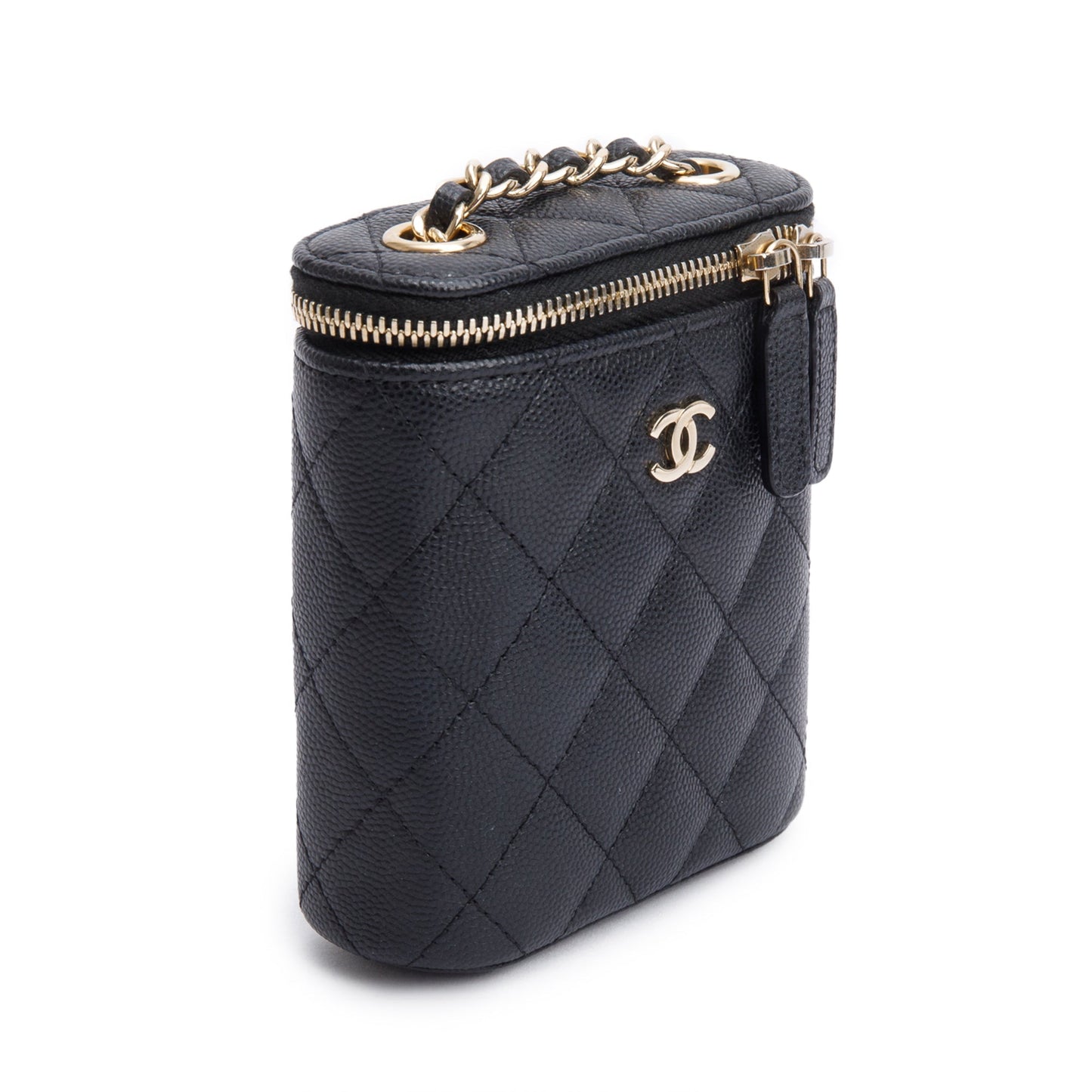 Chanel Black Quilted Caviar Mini Coco Beauty Vanity Case