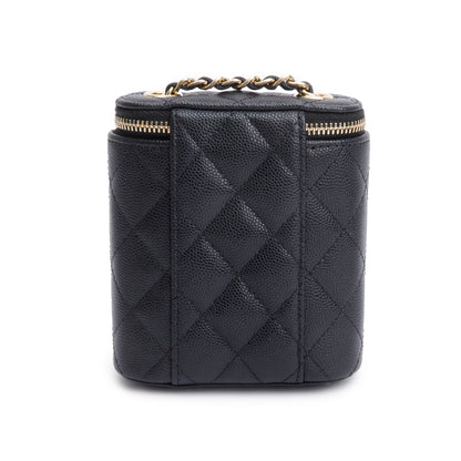Chanel Black Quilted Caviar Mini Coco Beauty Vanity Case