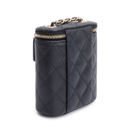 Chanel Black Quilted Caviar Mini Coco Beauty Vanity Case