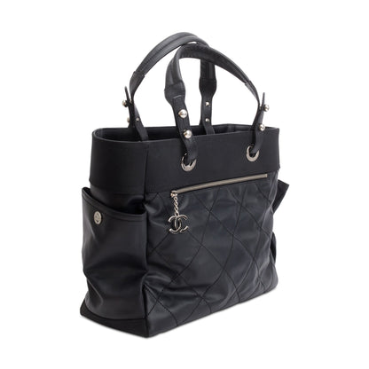 Chanel Black Quilted Coated Canvas Large Paris Biarritz Tote