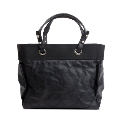 Chanel Black Quilted Coated Canvas Large Paris Biarritz Tote