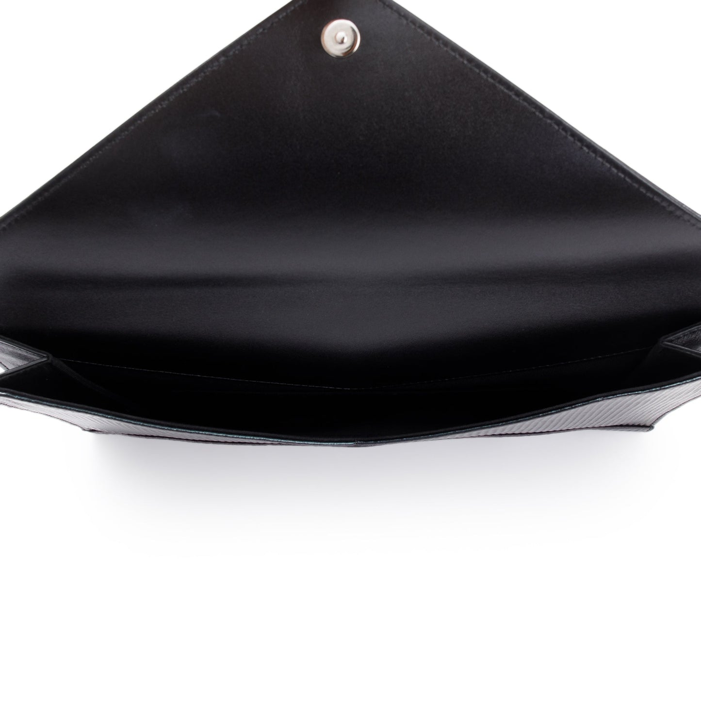 Chanel Black Quilted Holographic Patent Leather Envelope Clutch