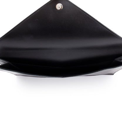 Chanel Black Quilted Holographic Patent Leather Envelope Clutch