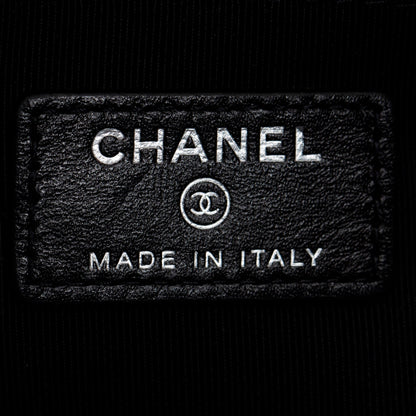 Chanel Black Quilted Holographic Patent Leather Envelope Clutch
