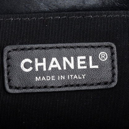 Chanel Black Quilted Iridescent Calfskin Leather Medium Beaded Double Stitch Boy Bag