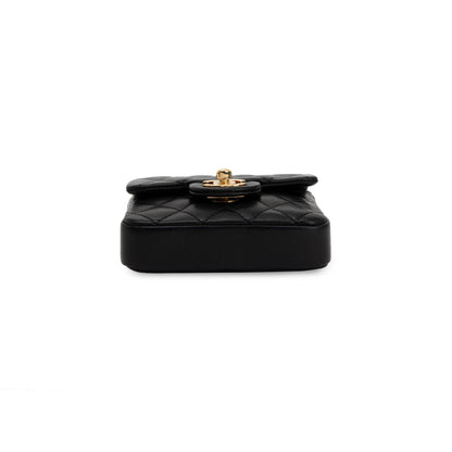 Chanel Black Quilted Lambskin Classic Flap Card Holder on Chain