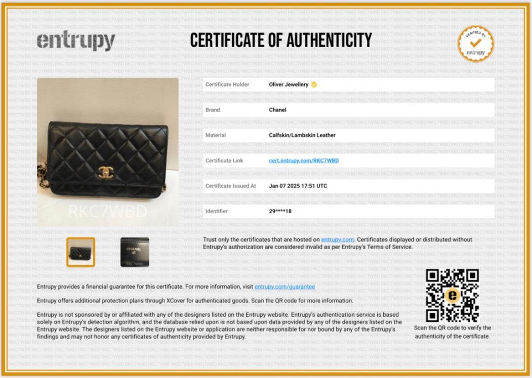 Chanel Black Quilted Lambskin Leather CC Coco Crush Classic Wallet on Chain