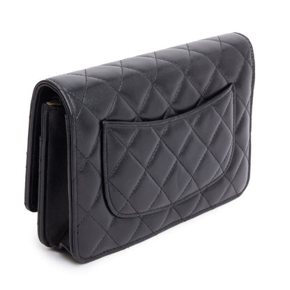 Chanel Black Quilted Lambskin Leather CC Coco Crush Classic Wallet on Chain