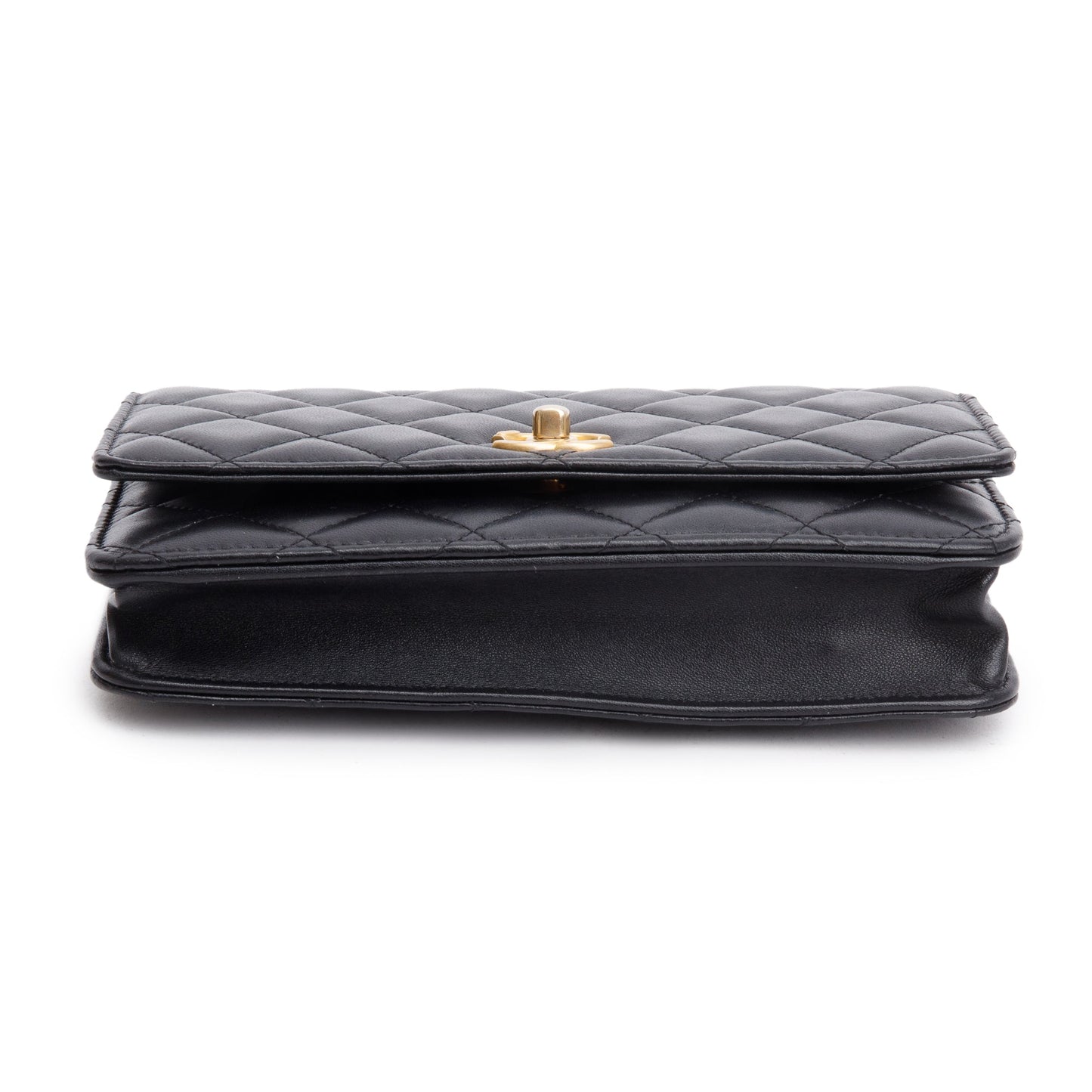 Chanel Black Quilted Lambskin Leather CC Coco Crush Classic Wallet on Chain