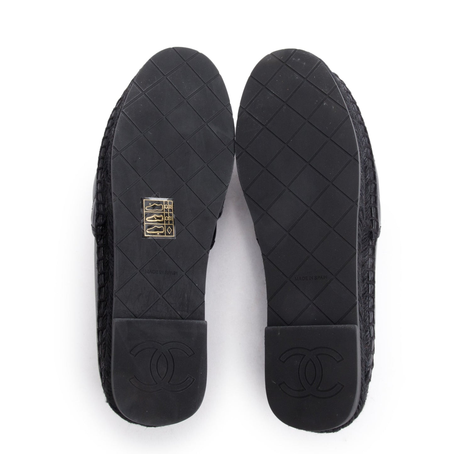 Chanel Black Quilted Lambskin Leather CC Logo Espadrilles, Size 36
