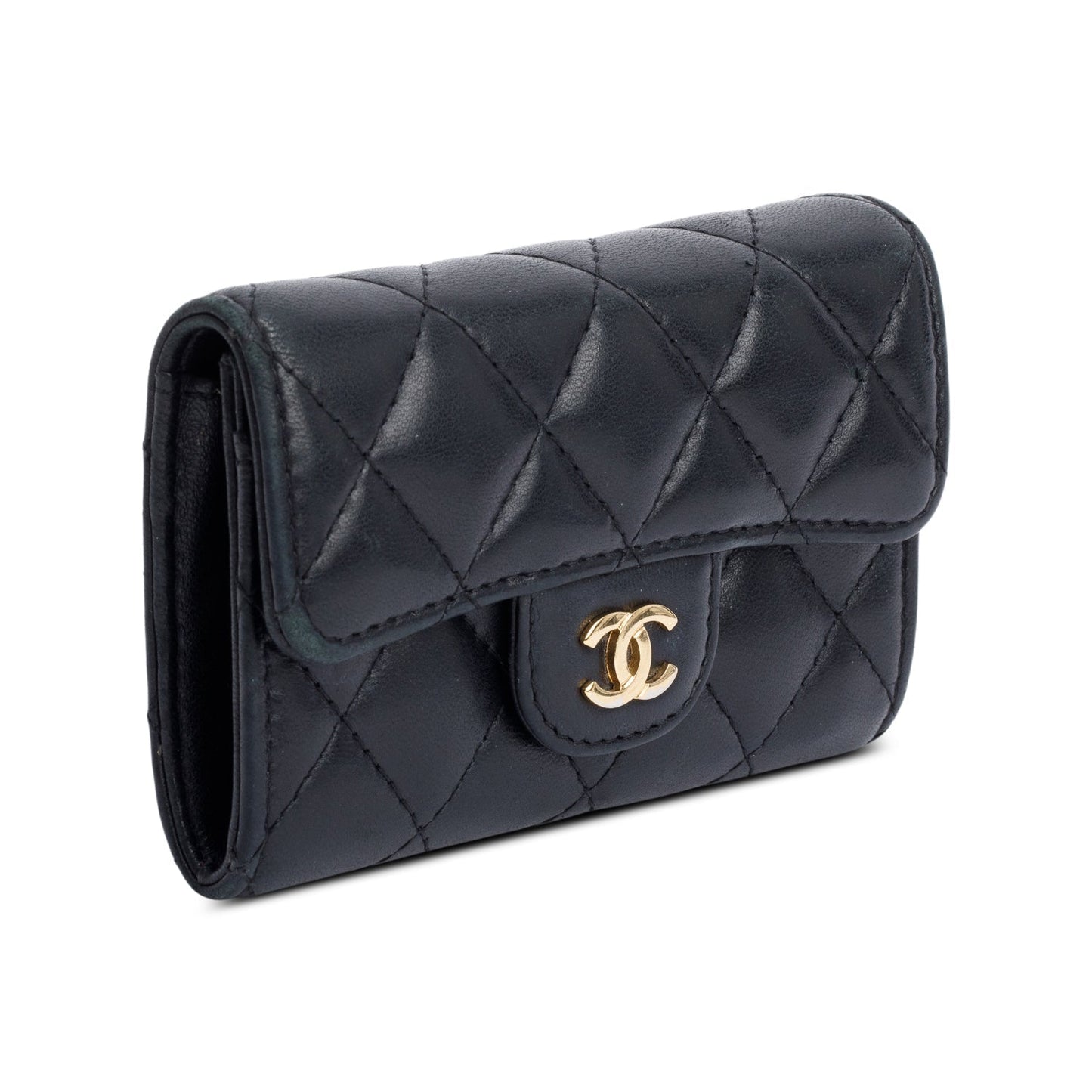 Chanel Black Quilted Lambskin Leather Classic Flap Card Holder