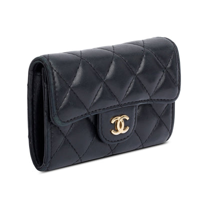 Chanel Black Quilted Lambskin Leather Classic Flap Card Holder