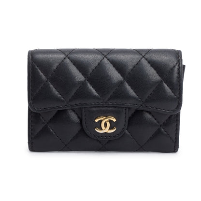 Chanel Black Quilted Lambskin Leather Classic Flap Card Holder