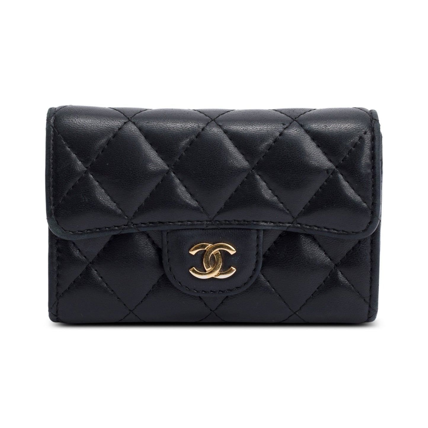 Chanel Black Quilted Lambskin Leather Classic Flap Card Holder