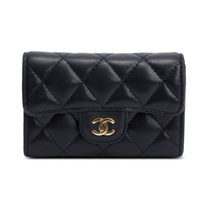 Chanel Black Quilted Lambskin Leather Classic Flap Card Holder