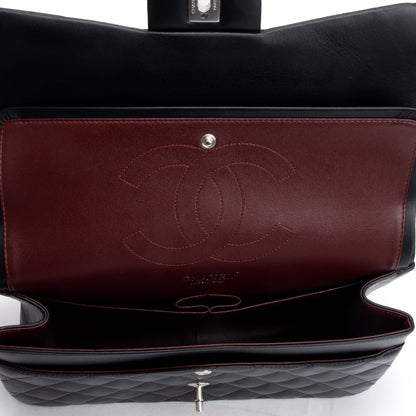 Chanel Black Quilted Lambskin Leather Classic Jumbo Double Flap Bag